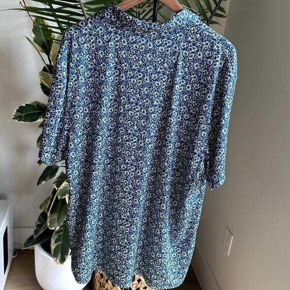 PGA Tour Pro Series Mens 2XL Floral Button Up Shirt Blue Resort Vacation Coastal - Picture 2 of 8